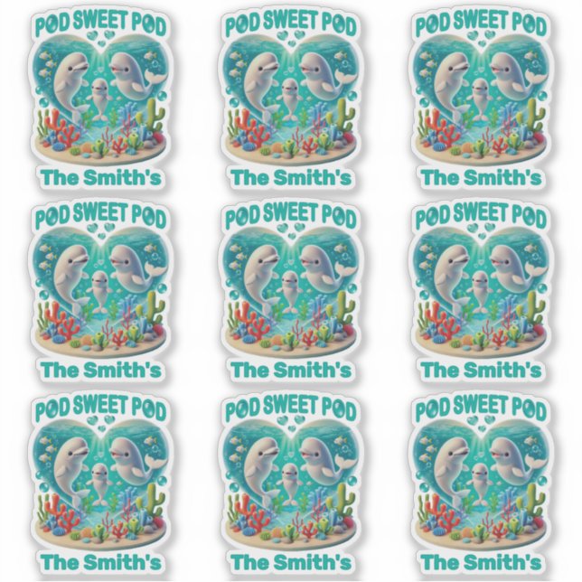 "Pod Sweet Pod" Whale Family Customizable (Front)