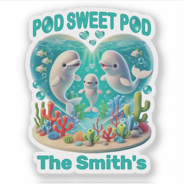 "Pod Sweet Pod" Whale Family Customizable (Front)