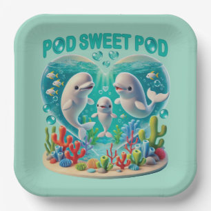 "Pod Sweet Pod" Whale Family Paper Plate