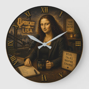 Podcast Host Funny Mona Lisa Large Clock
