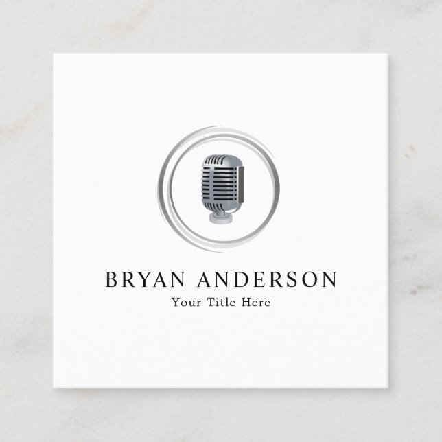 Podcast Host - Old Microphone Business Card (Front)