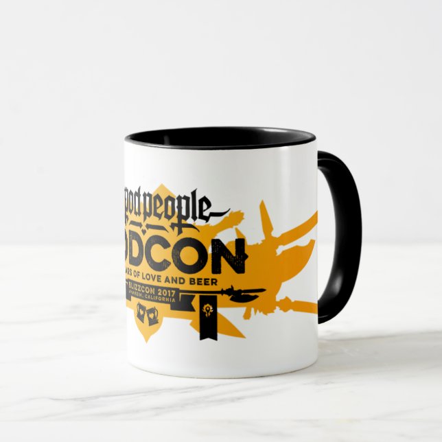 Podcon 2017 Mug! - black on tan long logo Mug (Front Right)
