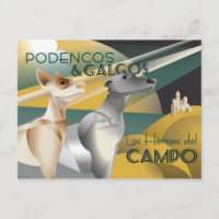 Podenco and Galgo Vintage Art Deco Style  Poster