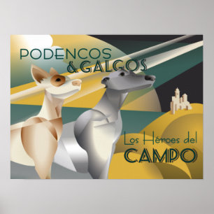 Podenco et Galgo style Art déco Vintage