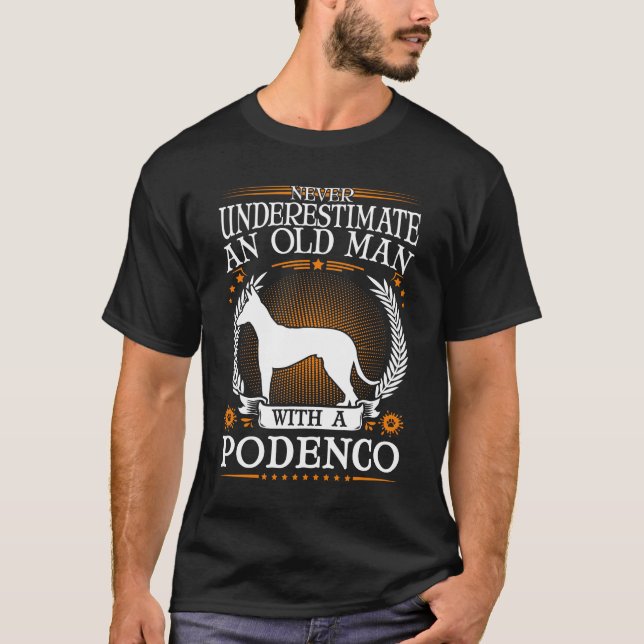 Podenco Old Man Greyhound Ibizan Hound T-Shirt (Front)