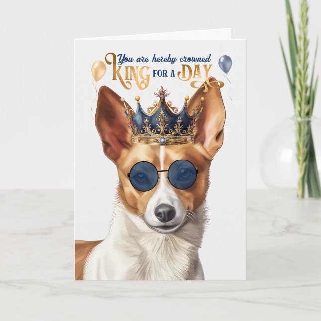 Podengo Dog King for Day Funny Birthday Card (Front)