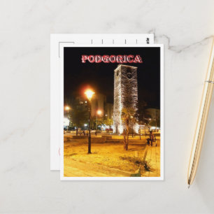 Podgorica - Montenegro - The Clock Tower at Night Postcard