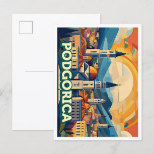 Podgorica Montenegro Travel artistic colourful Postcard