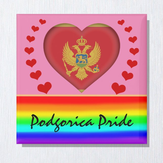 Podgorica Pride & Hearts & Rainbow Flag /love Magnet (Creator Uploaded)
