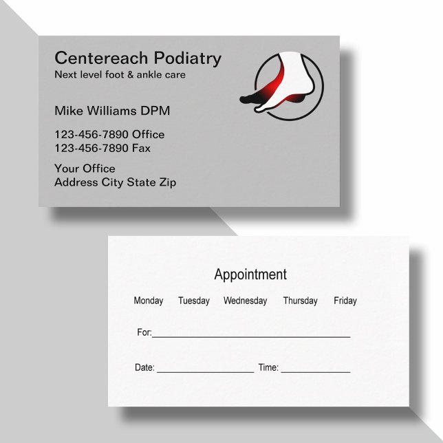 Podiatrist Business Card Appointment Template (Creator Uploaded)