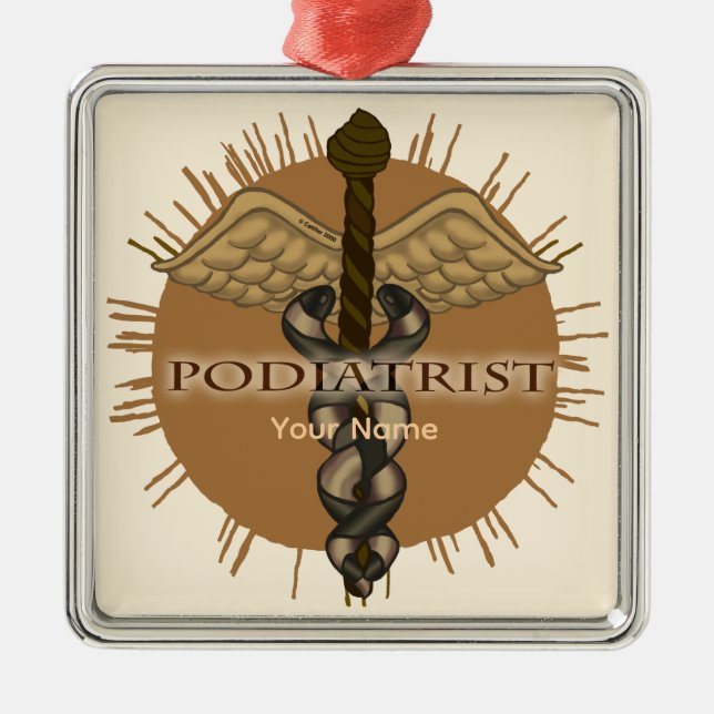 Podiatrist Caduceus Premium Square Ornament (Front)