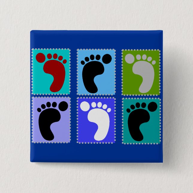 Podiatrist Gifts Popart Design of Feet 2 Inch Square Button (Front)