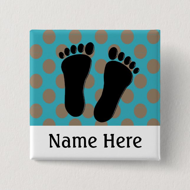 Podiatrist Name Buttons Customizable Blue (Front)