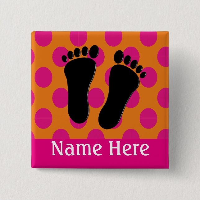 Podiatrist Name Buttons Pink and Orange (Front)