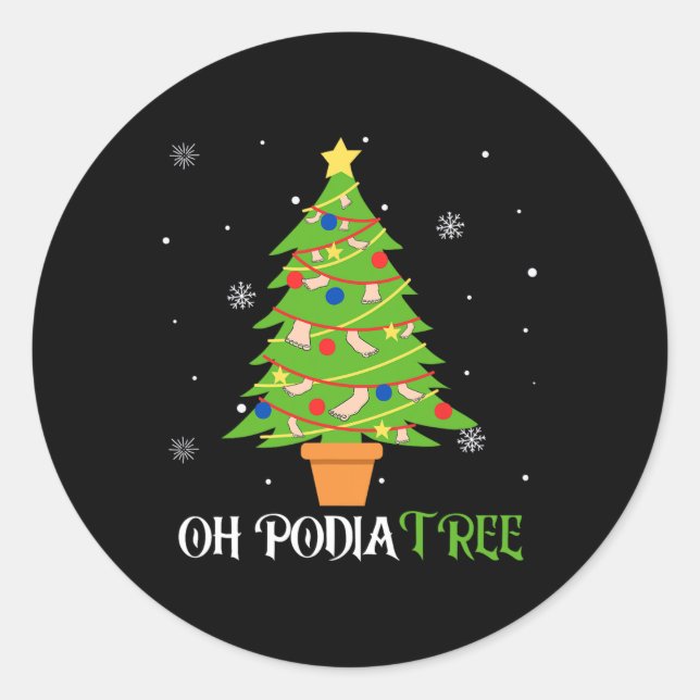 Podiatry christmas tree podiatrist foot medical as classic round sticker (Front)