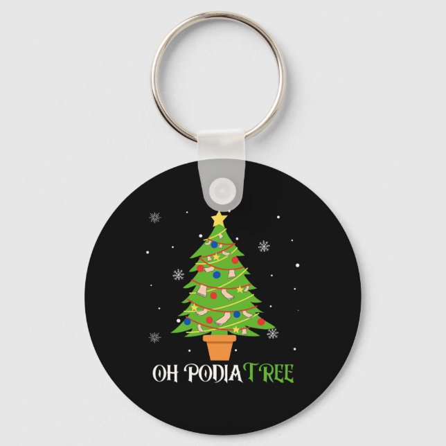 Podiatry christmas tree podiatrist foot medical as keychain (Front)