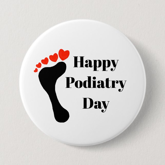 Podiatry Day Button with Foot and Heart Toes (Front)