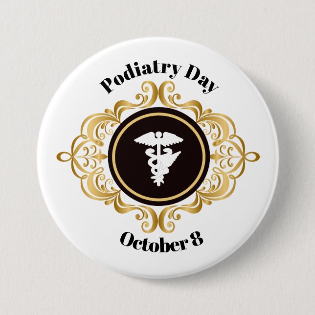 Podiatry Day Medical Symbol Button (Front)