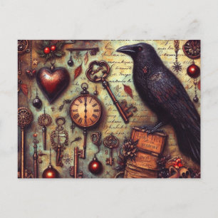 Poe Raven Collage Postcard