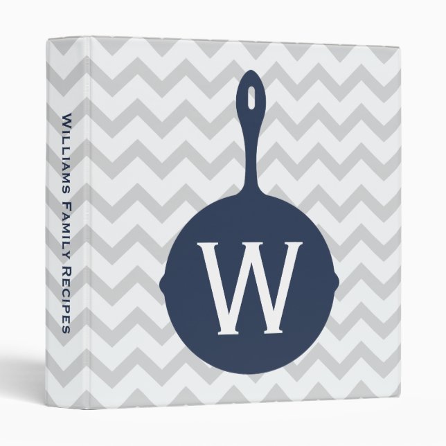 Poêle de marine de monogramme + Classeur gris de (Devant/Côté)