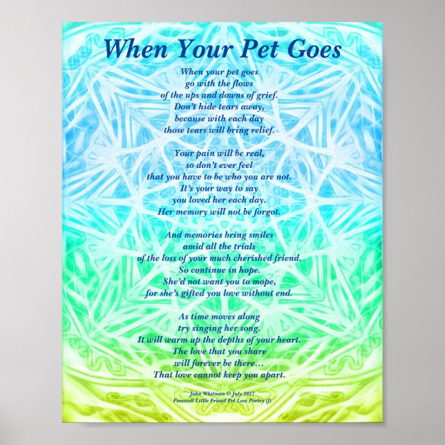 Poem: Female Pet Loss Sympathy YGB Poster Matte (Front)