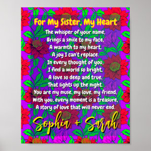 Poem for Sister   Personalized Gift Poster Print