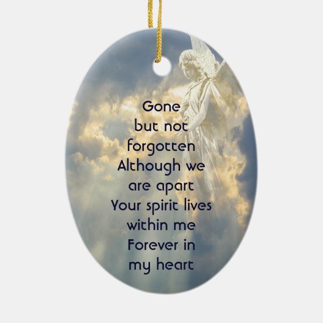  Poem Memorial Keepsake Angel Sky Clouds  Ceramic Ornament (Back)