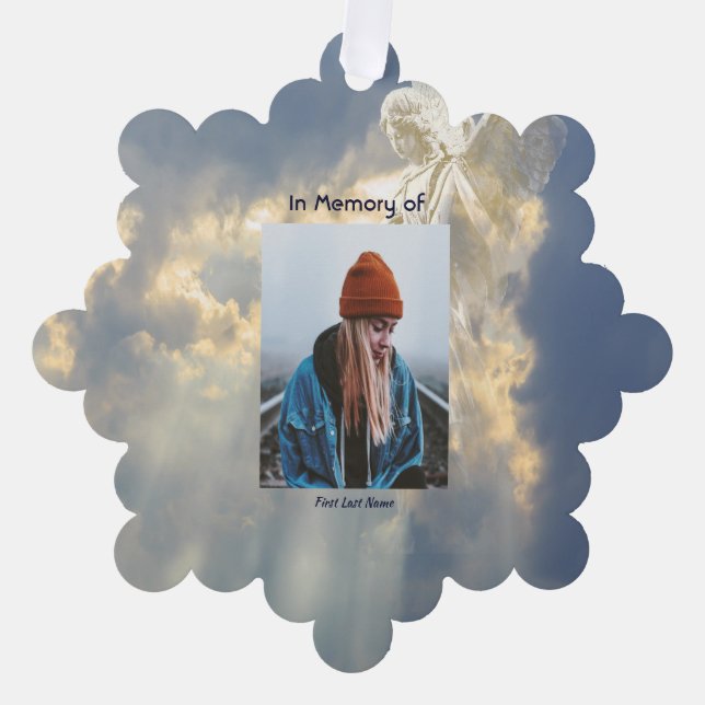  Poem Memorial Keepsake Angel Sky Clouds  Ornament Card (Front)
