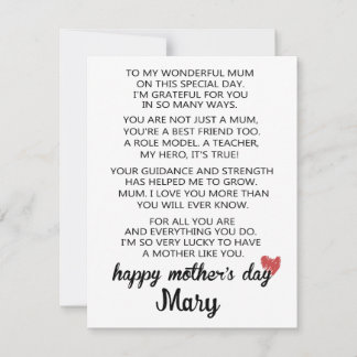 Poem Mothers Day Card From Daughter, Mother's Day 