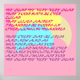 Poem on pink blue pale lemon romantic Valentine Poster