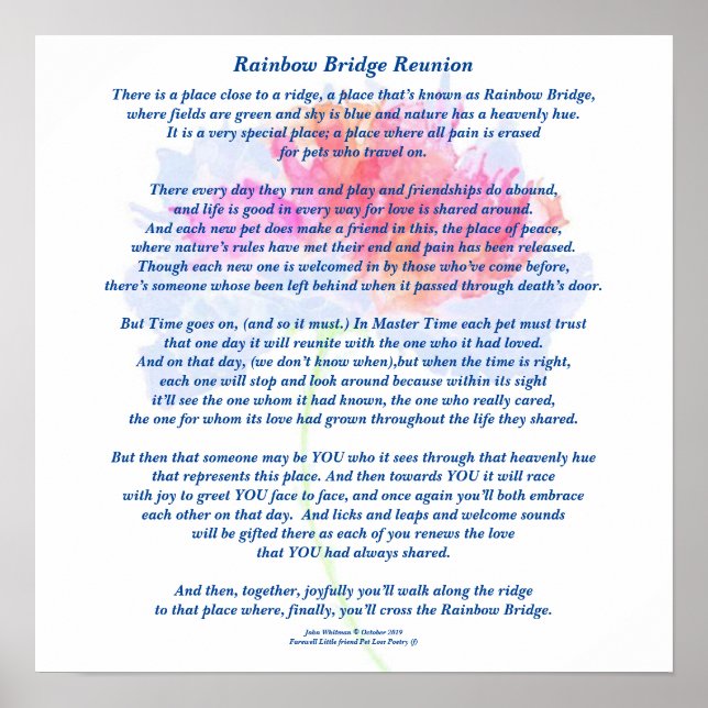 Poem: Rainbow Bridge Reunion, FL, Matte Poster (Front)