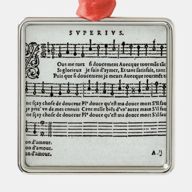 Poem to music by Jean Antoine de Baif Metal Ornament (Front)
