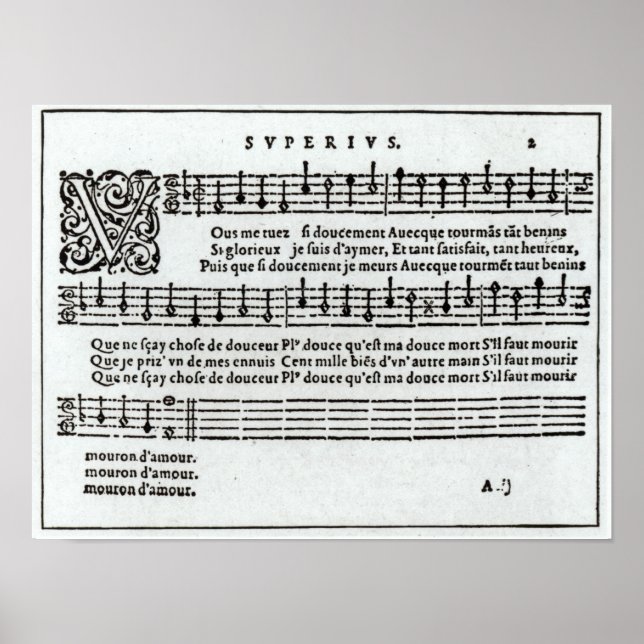 Poem to music by Jean Antoine de Baif Poster (Front)