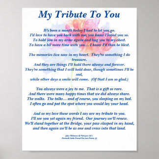 Poem: Tribute to a Deceased Pet FL Poster Matte
