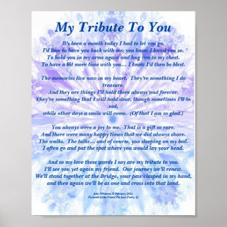 Poem: Tribute to a Deceased Pet PB Poster Matte