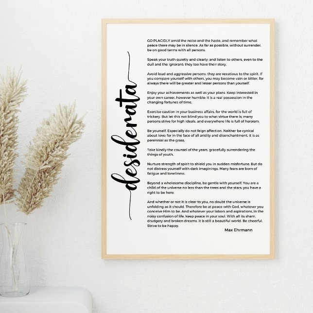 Poème de Desiderata par Max Ehrmann Poster (Créateur téléchargé)