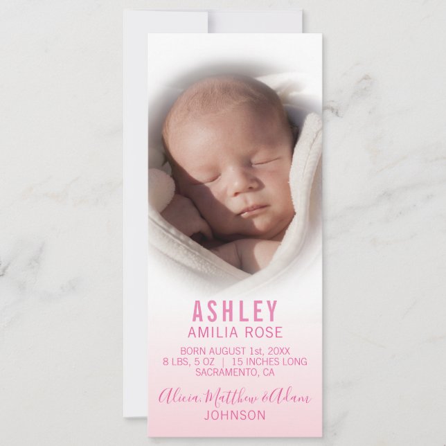 Poème de Faire-part de naissance de fille de bébé  (Devant)