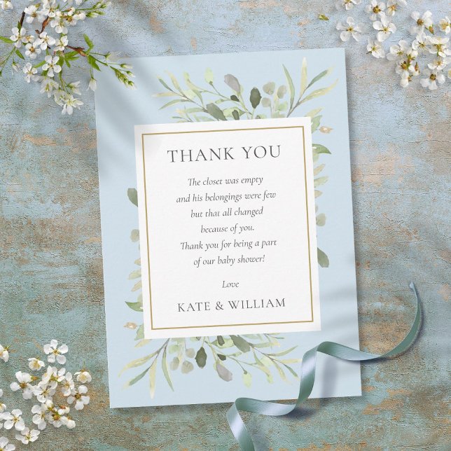 Poème de Merci de Baby shower de garçon bleu doux (Soft Blue Boy Baby Shower Thank You Poem)