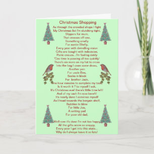 poème de noël robin et carte d'arbre xmas