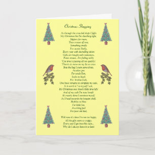 poème de noël robin et carte d'arbre xmas