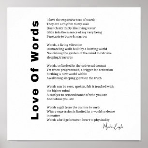Poème de poésie Love Of Words poster