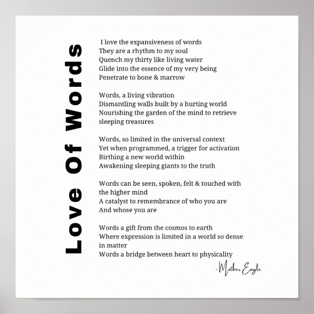 Poème de poésie Love Of Words poster (Devant)