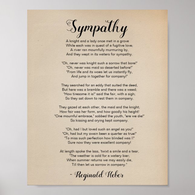 Poème de sympathie par Reginald Heber Poster vinta (Devant)