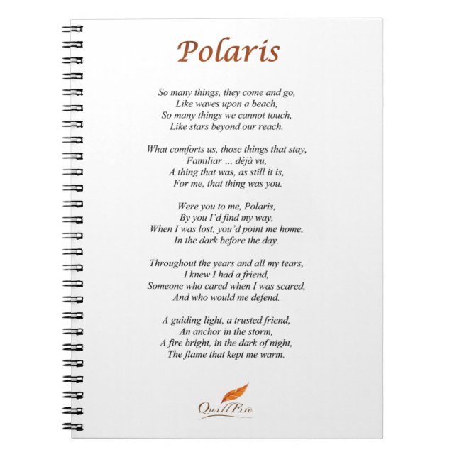 Poème d'étoile polaire sur le carnet (Devant)