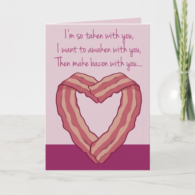 Poème drôle de carte Bacon pour la Saint Valentin (Devant)