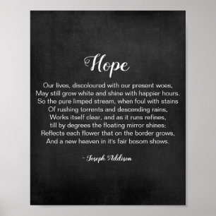 Poème Hope de Joseph Addison Poster noir et blanc