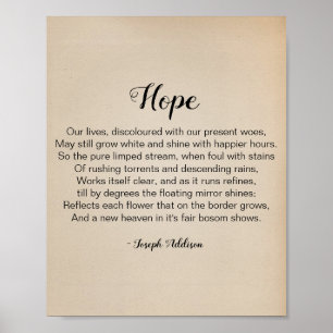 Poème Hope de Joseph Addison Poster vintage