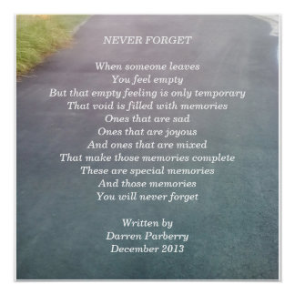 Poème "Never Forget" Glossy Poster