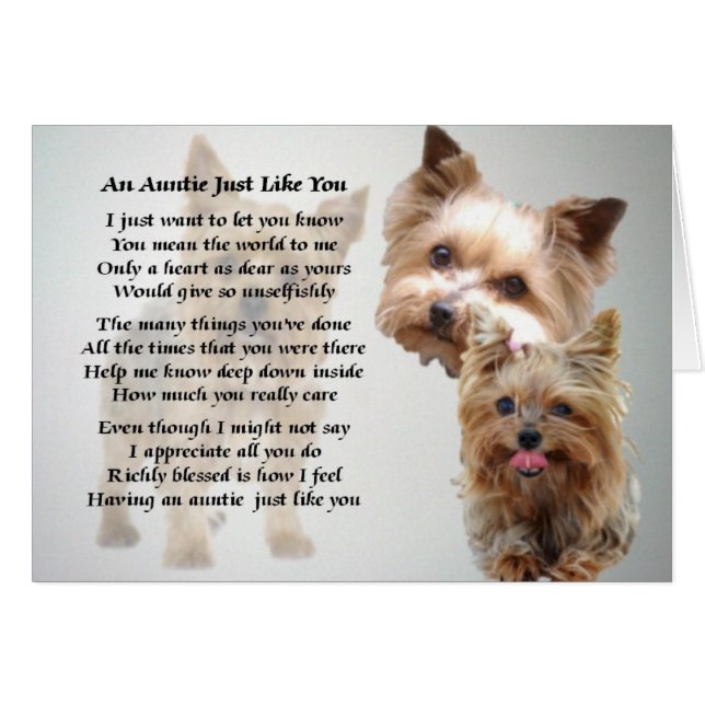 Poème Tante - Yorkshire terrier (Devant horizontal)