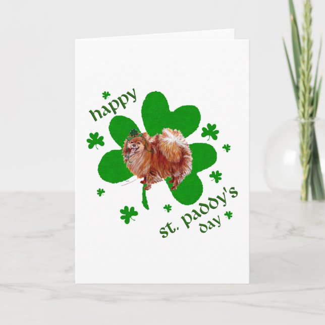 Poeranian St Patrick's Day Card (Front)